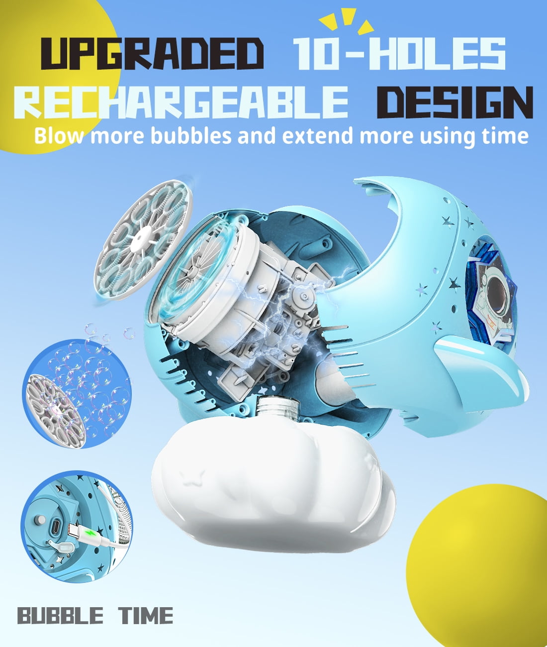 Galactic Bubble Rocket - Rechargeable Cloud Machine